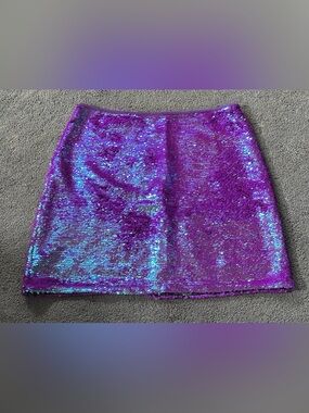 Wild Fable Color Shift Iridescent Holographic Sequin Mini Skirt Y2K McBling 90s